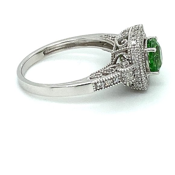 Certified Tsavorite 1.30ct Diamonds Platinum Ring - Picture 3 of 10